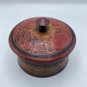 Ornate Uttermost Sherpa Etched Detail Round Boxes Tribal Item #20800